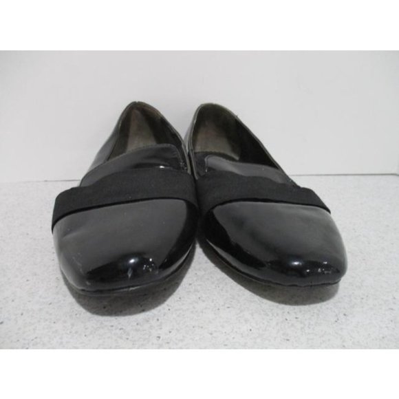 *Pour La Victoire Patent Black Sarina Square Toe Sip On Flats - Picture 2 of 7